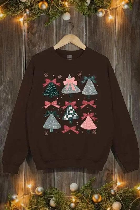 Coquette Christmas Tree Graphic Fleece Sweatshirts - Love Salve